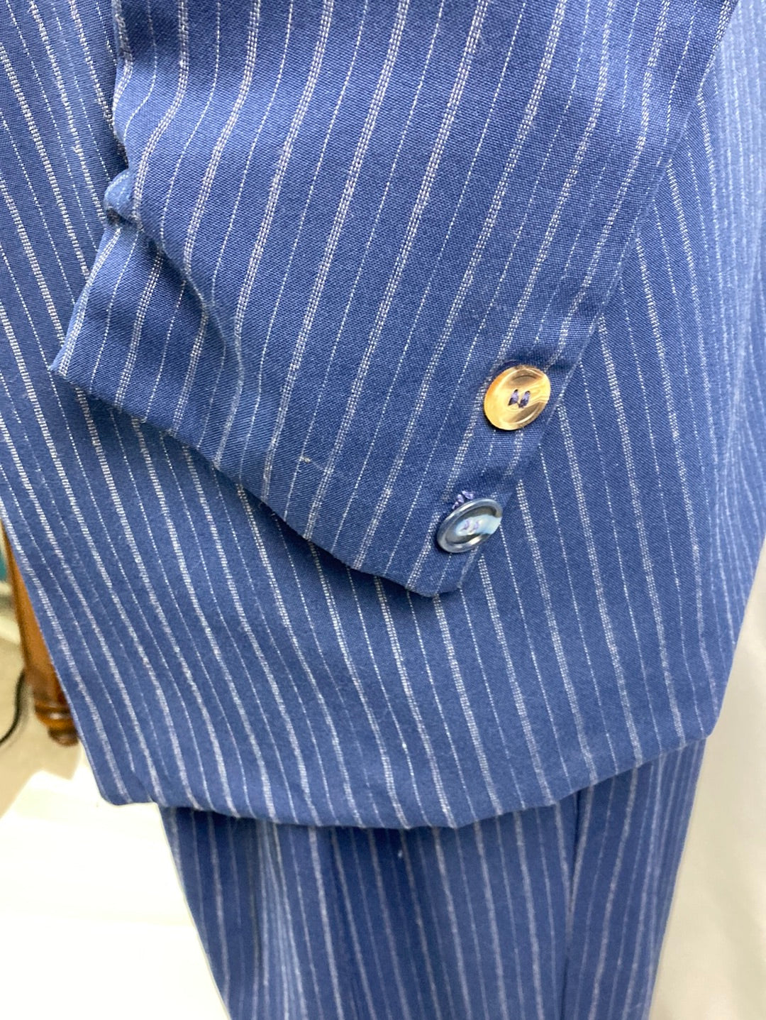 Zoot Suit Blue Striped Mobster Costume Men's Medium - Preowned