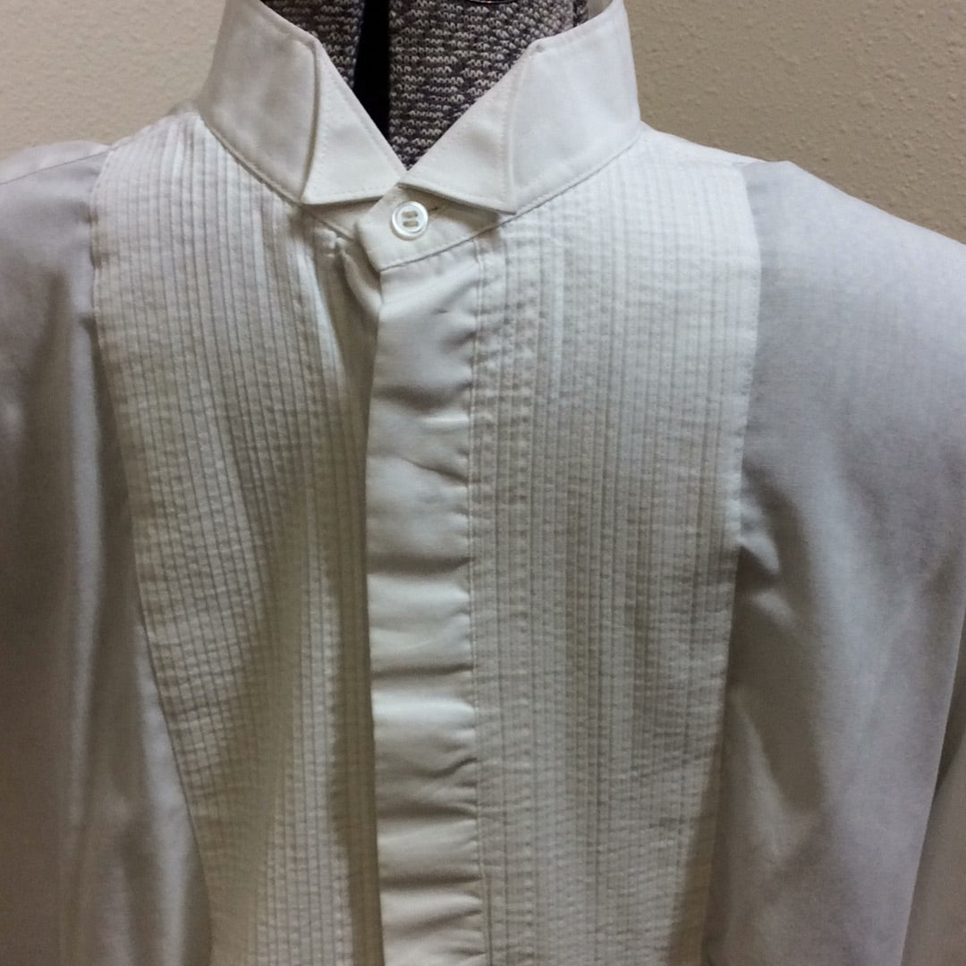 Tuxedo Shirt -Pleated / Pique Bib Front Men's White -Preowned