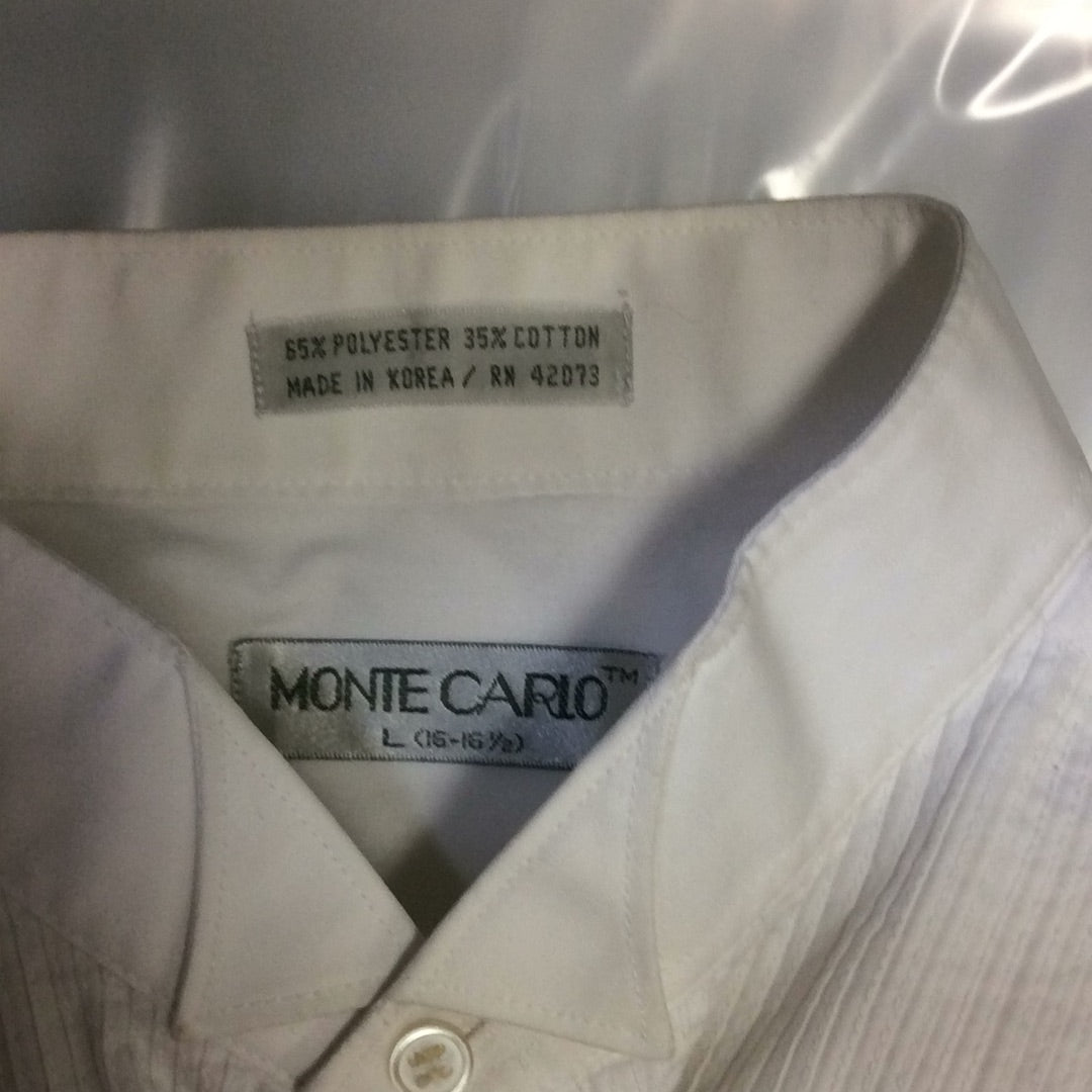 Tuxedo Shirt -Pleated / Pique Bib Front Men's White -Preowned