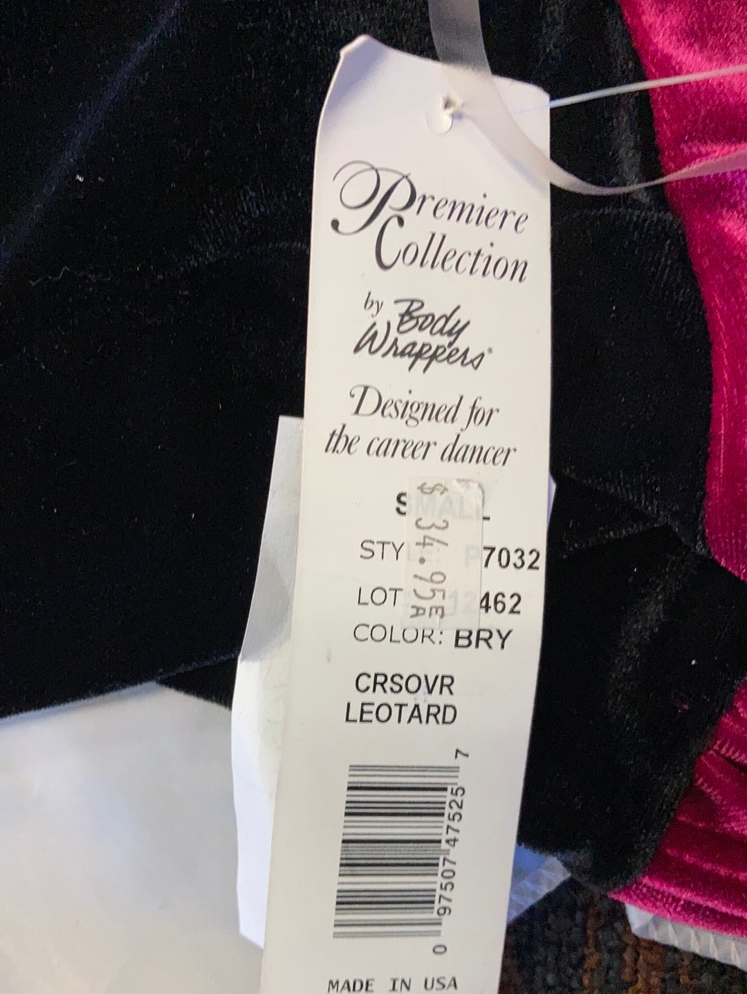 Leotard  BW Velvet Black & Fuchsia Crossover Cami Ballet Ladies Sm 7032