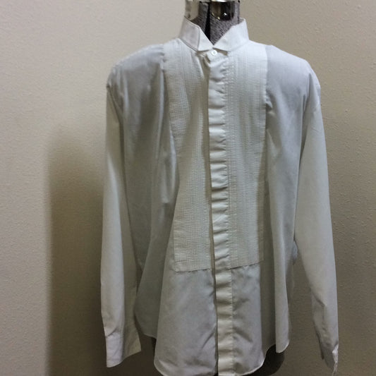 Tuxedo Shirt -Pleated / Pique Bib Front Men's White -Preowned