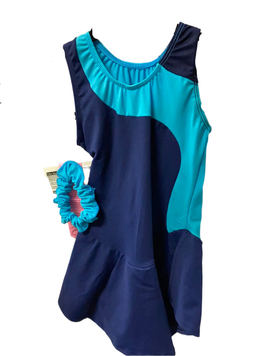 GK Blue & Teal Child Girls Medium Skating Dress SK1157