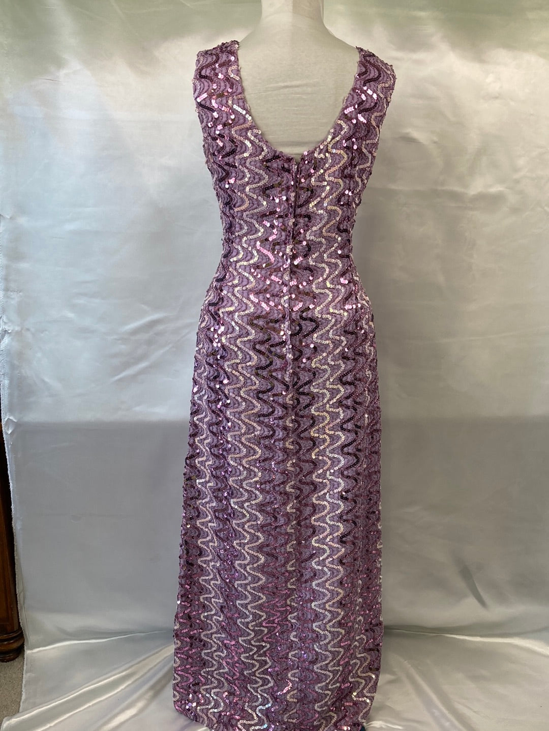 1970 - 80's Lavender Sequin Prom Dress Vintage Women's Medium