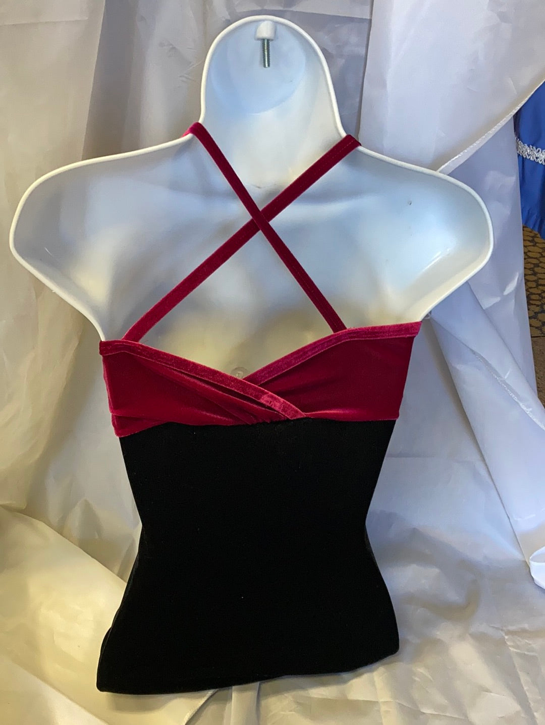 Leotard  BW Velvet Black & Fuchsia Crossover Cami Ballet Ladies Sm 7032