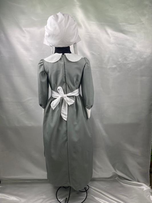 Pilgrim Girl Gray Costume w/ Bonnet - Medium 8 - 10