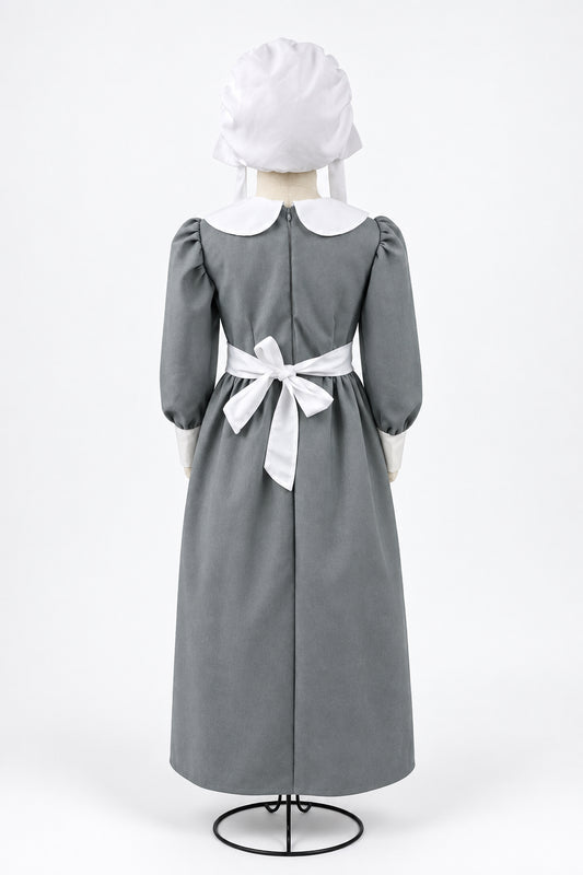 Pilgrim Girl Gray Costume w/ Bonnet - Medium 8 - 10