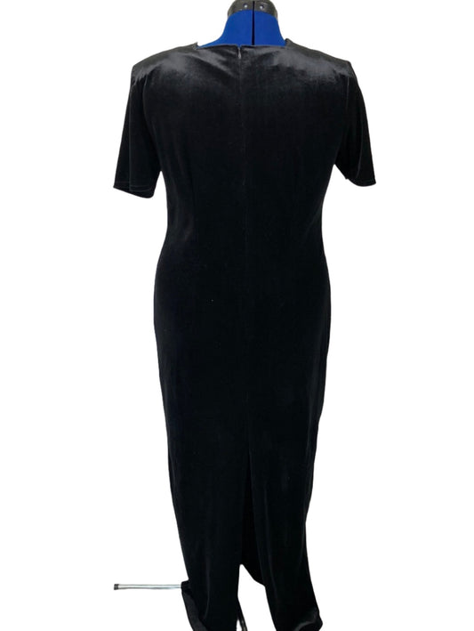 1980's Formal Velvet Beaded Dress Vintage Women's Size Large/ XL