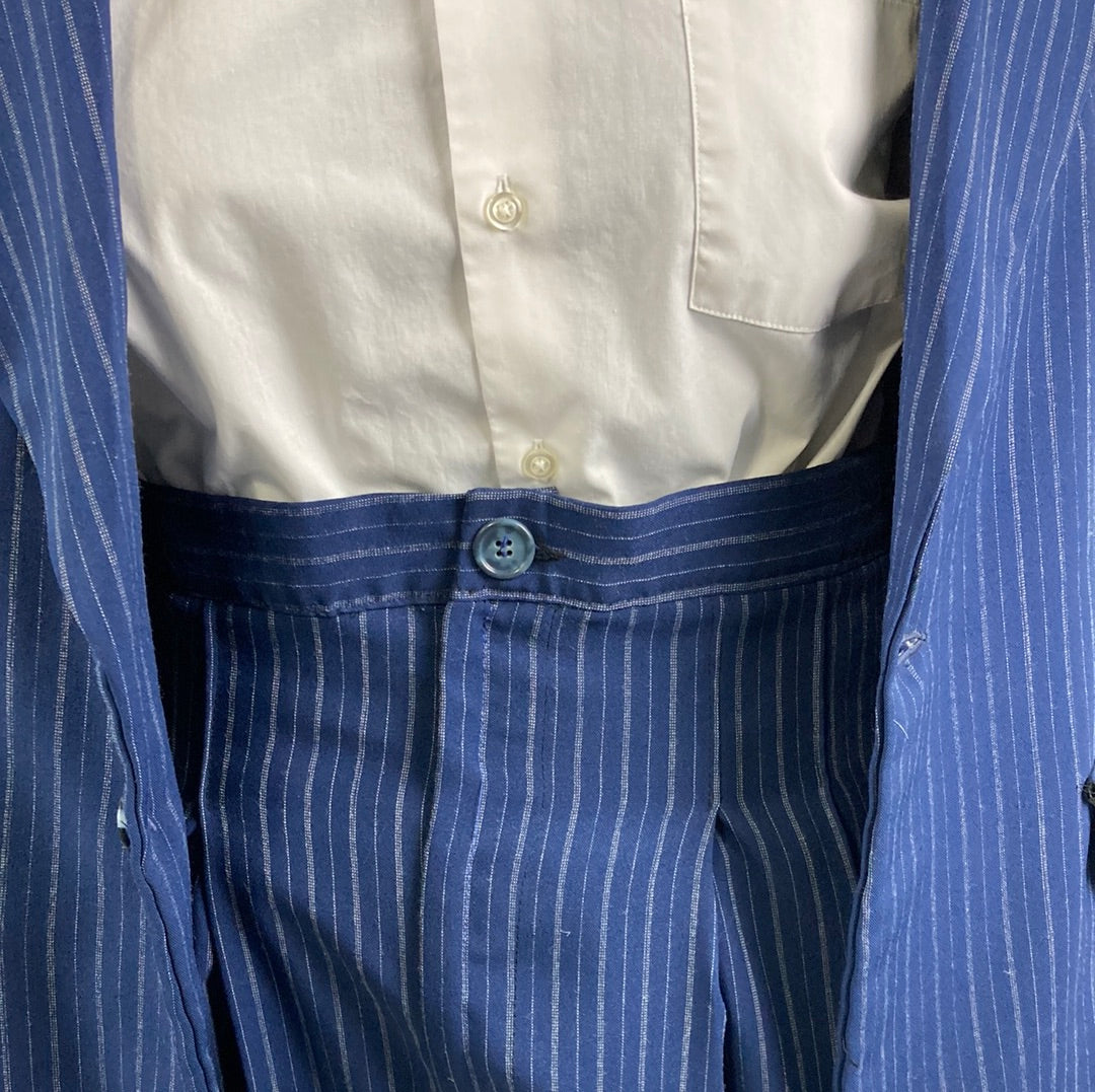 Zoot Suit Blue Striped Mobster Costume Men's Medium - Preowned