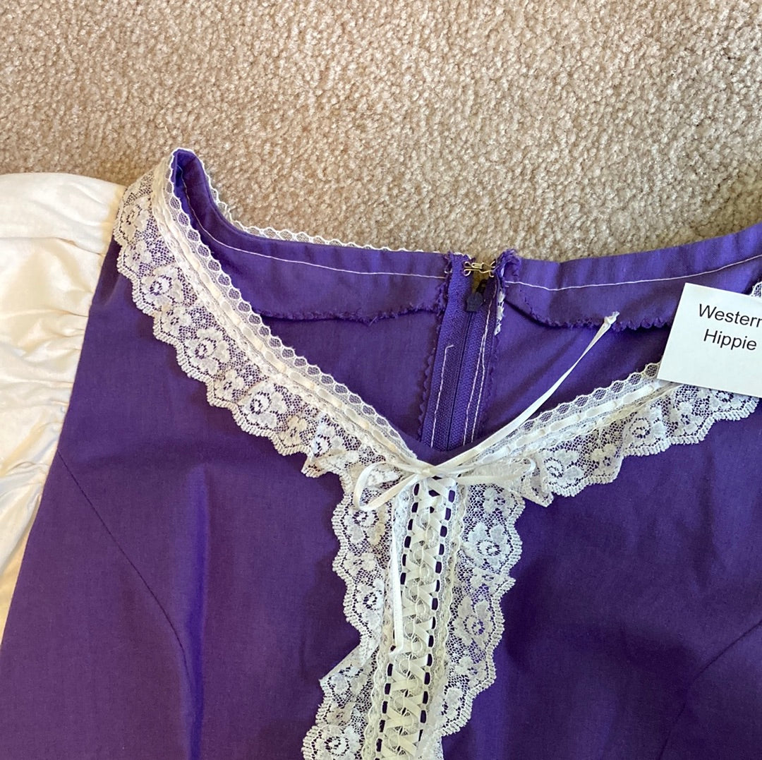 Western Pioneer Purple Sm Dress, Ladies Melodrama 70's Hippie Costume