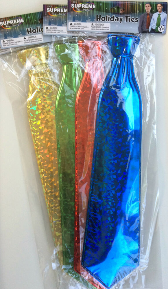 Holiday PrismaticPlastic 17" Lone Neck Ties Red, Gold, Blue, Green