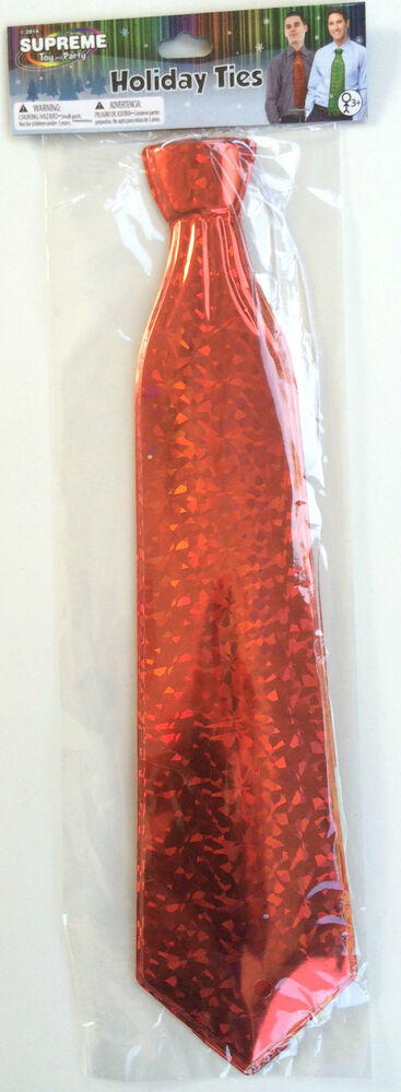 Holiday PrismaticPlastic 17" Lone Neck Ties Red, Gold, Blue, Green
