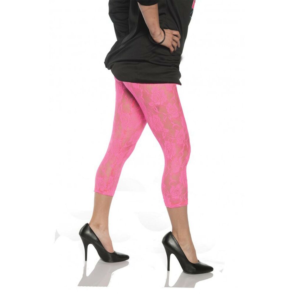 1980 80'S Pop Rock Star Punk Lace Footless Leggings Women