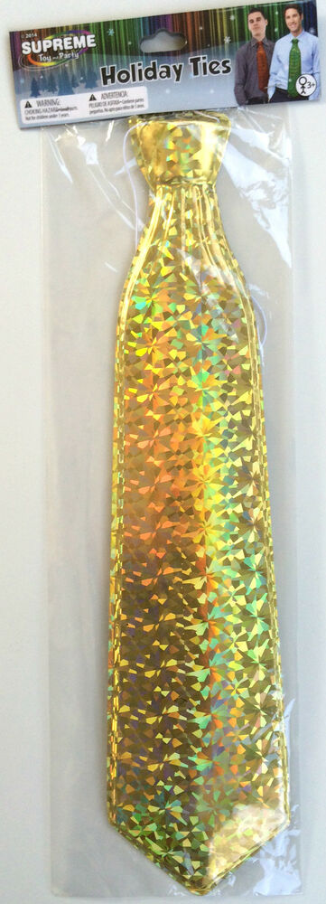 Holiday PrismaticPlastic 17" Lone Neck Ties Red, Gold, Blue, Green