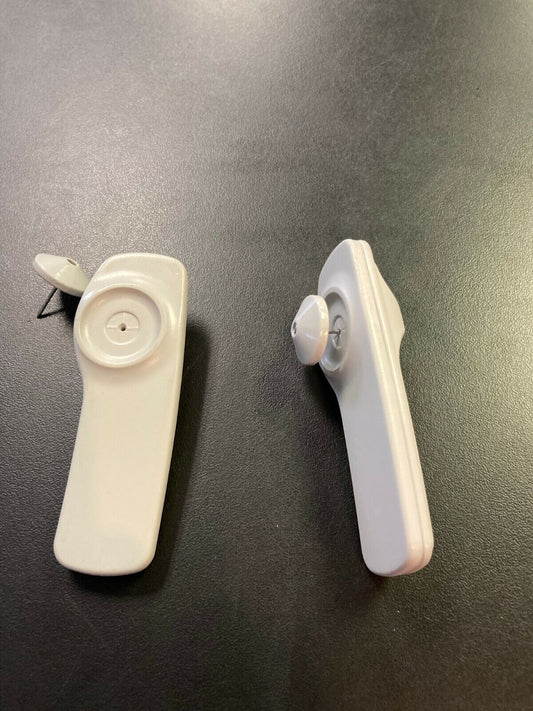 100 SENSORMATIC SUPERTAG ® SECURITY TAGS WITH PIN - ORIGINAL EAS PREOWNED 58KHZ