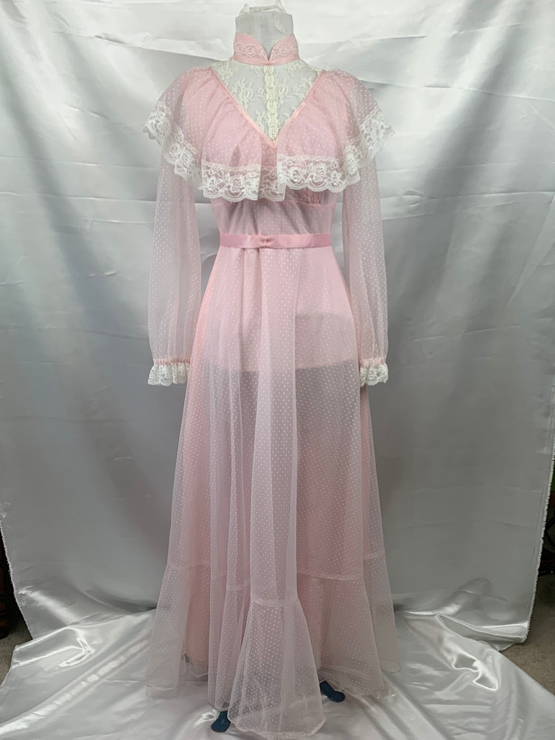 Vintage Pink Victorian Adult Dress, Ladies Melodrama , 1970's -Small