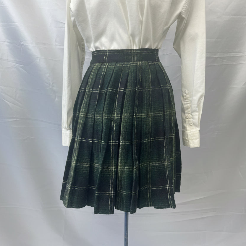 Kilt Skirt Pleated Wool Women's Green Plaid Size 6 - CC Courtenary