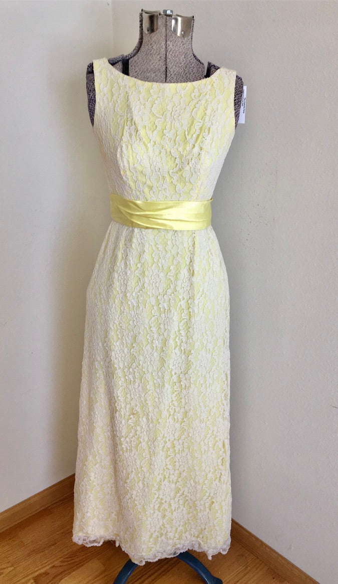 Vintage 1960’s Women Yellow Dress Full Length - Small