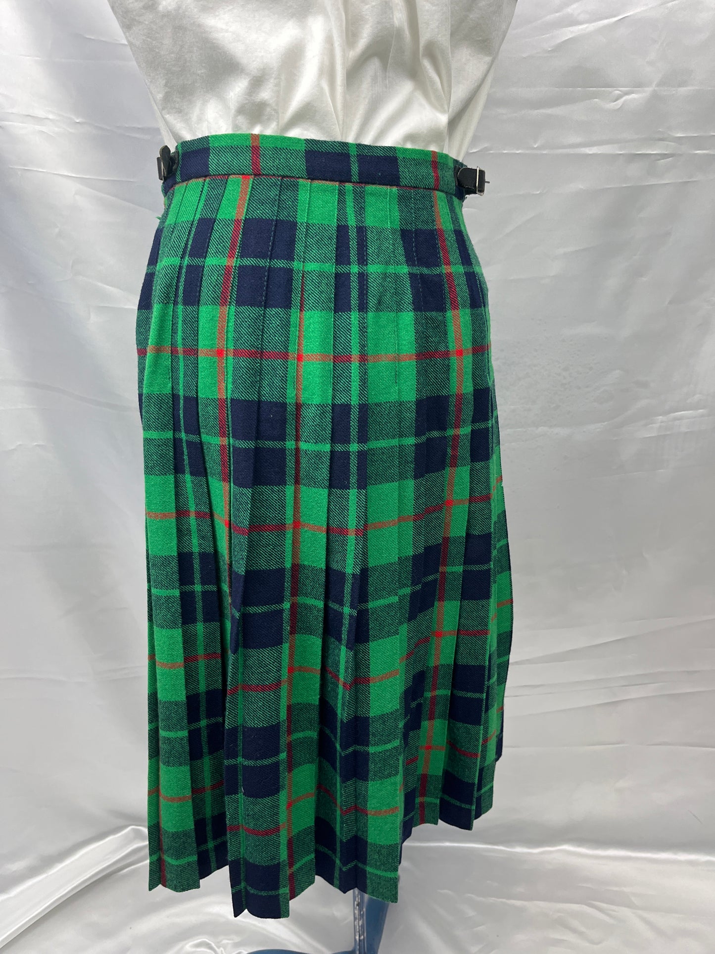 Kilt Skirt Pleated Wool Women's - Deans Of Scotland, Blue / Green Plaid Size 12