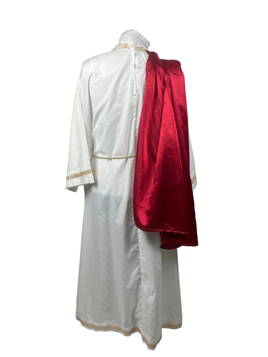 Roman Senator Men OS Dlx White Tunic, Red Cape Costume