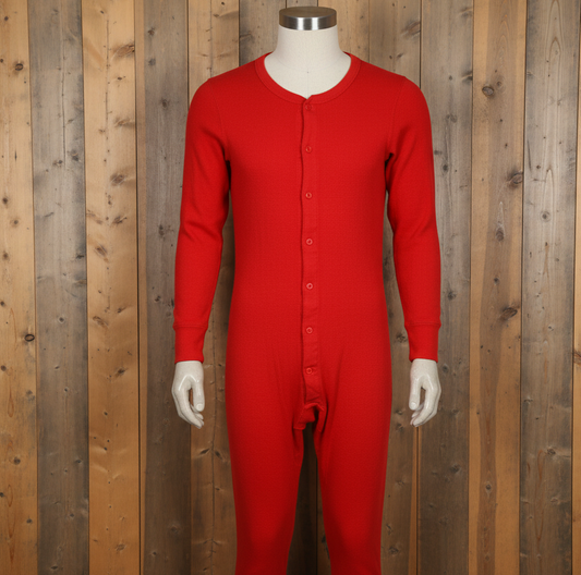 Union Suit Long Johns Mens Forester Red Medium Preowned