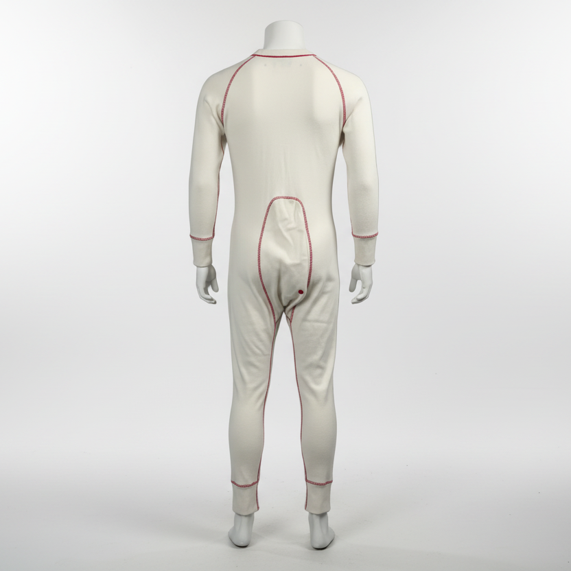 Union Suit Long Johns  XS-Small White w/ Red Trim Vintage Preowned