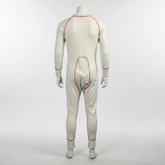 Union Suit Long Johns  XS-Small White w/ Red Trim Vintage Preowned