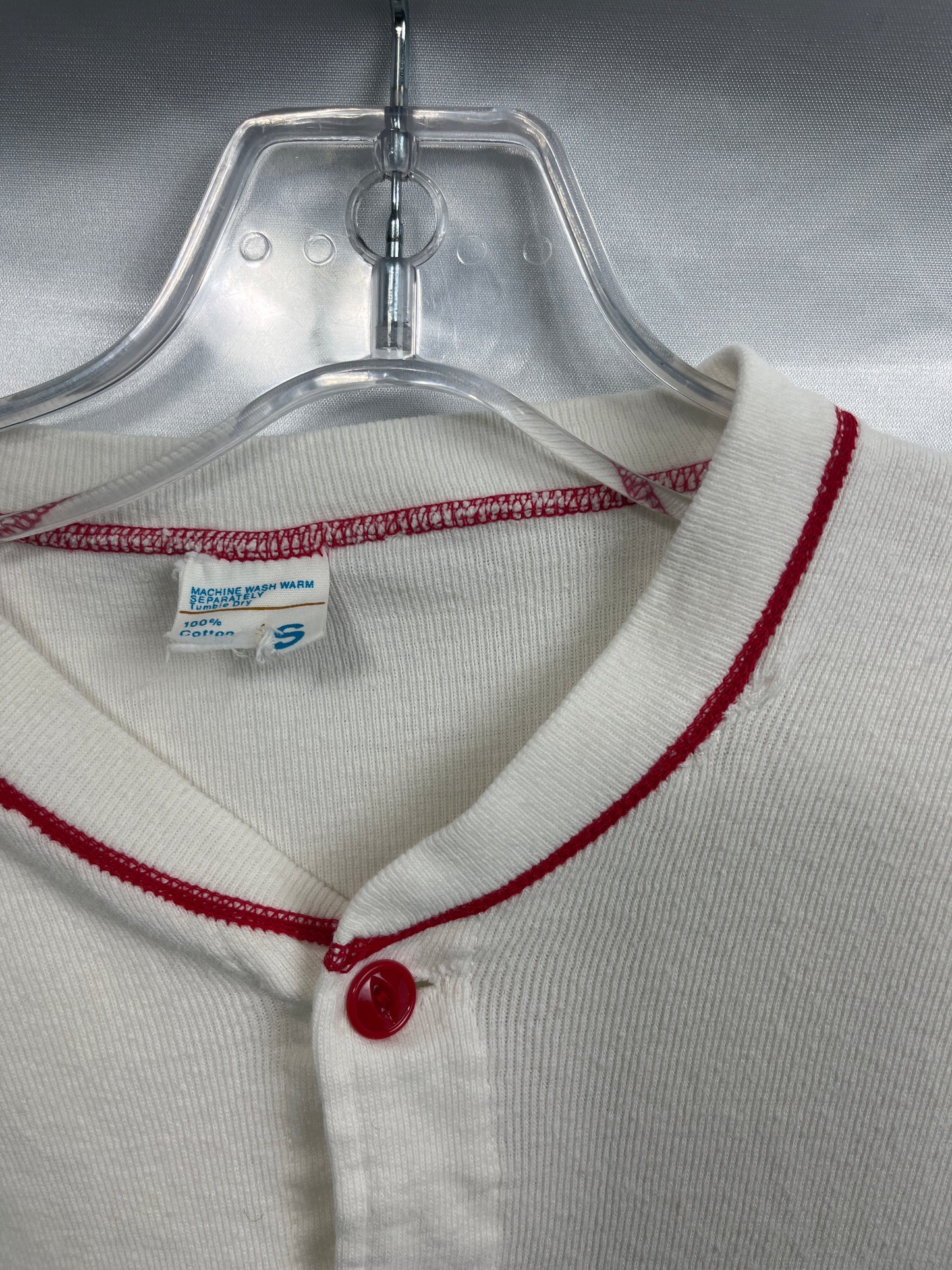 Vintage Union Suit Long Johns  XS-Small White w/ Red Trim Preowned