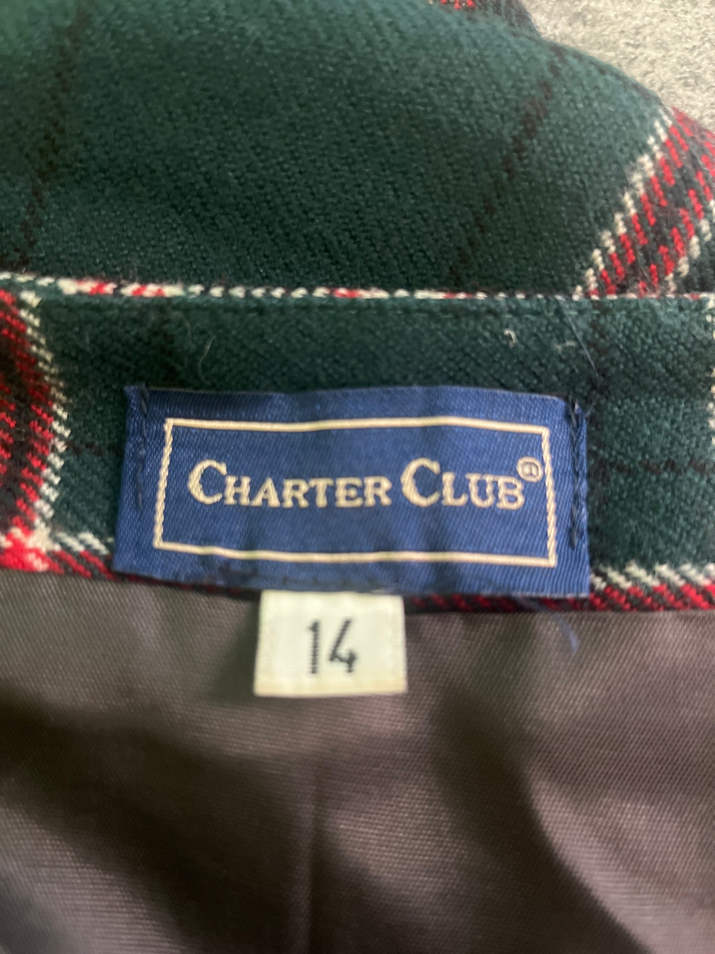 Kilt Skirt Wool Women's - Green & Red Plaid Size 14 - Charter Club