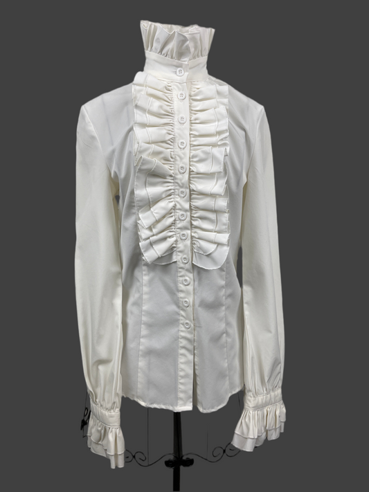 Women's Cream Victorian Steampunk Blouse Ladies XSmall
