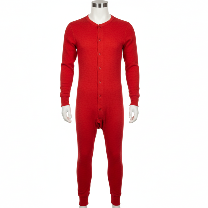 Union Suit Long Johns Mens Red Medium 38 - 40" Preowned Healthknit
