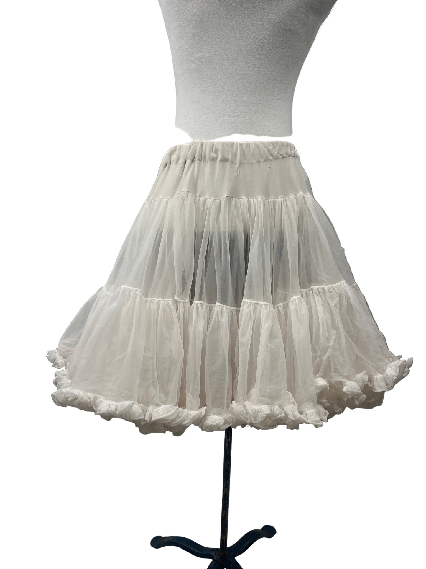 Vintage Ladies 2 layer White Rockabilly Petticoat, Crinoline OS- Preowned
