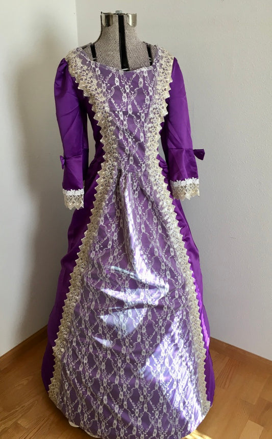 Colonial,Victorian Women's Dress, Purple