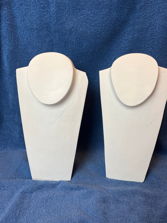Necklace Jewelry Display Bust- Wood White Oval Neck 12"