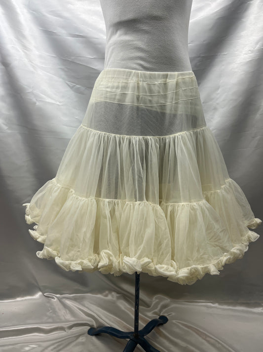 Vintage Ladies 2 layer Cream Rockabilly Petticoat, Crinoline OS- Preowned