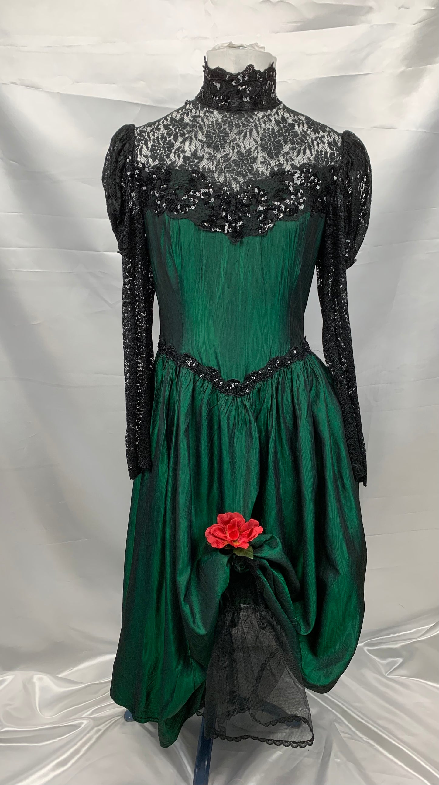 Jessica McClintock Saloon Emerald Green & Lace Dress Adult Ladies Small