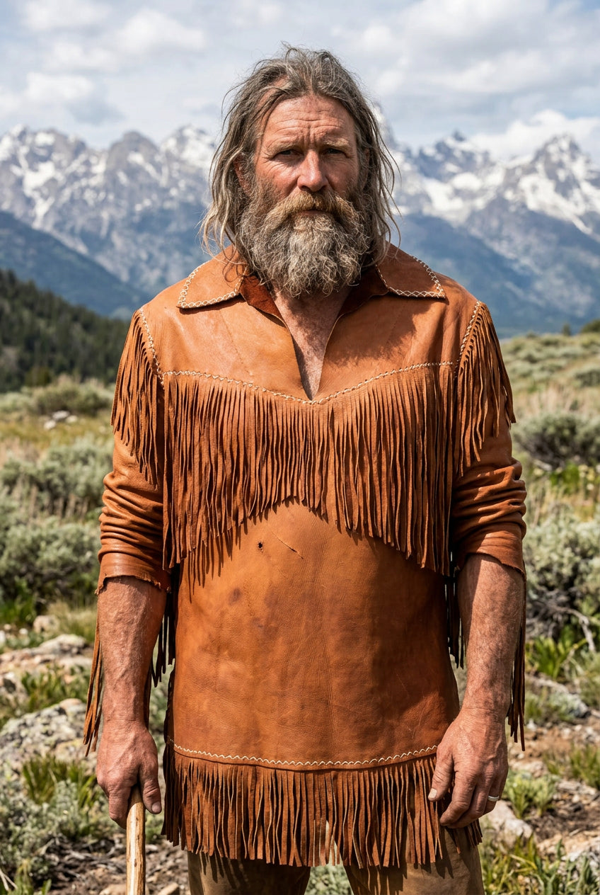 Native American, Hippie Brown Buckskin Men's Top LG Adult Preowned