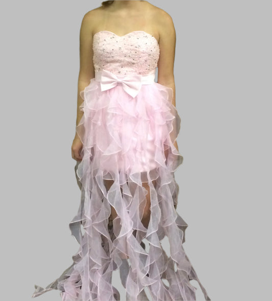 Pink Women Mini Dress w/chiffon corset top Small