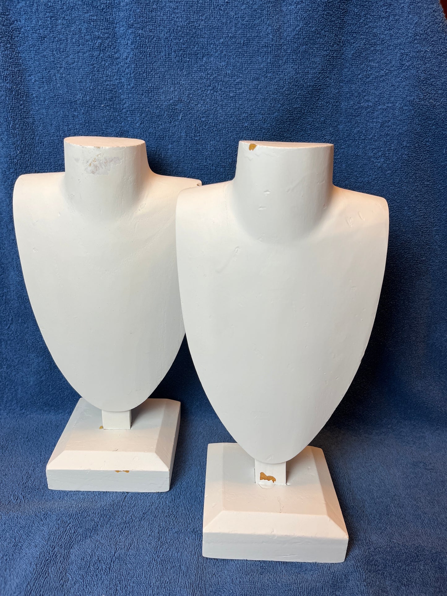 Necklace Jewelry Display  Bust- Wood White on base 13”