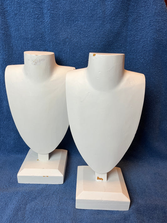 Necklace Jewelry Display  Bust- Wood White on base 13”