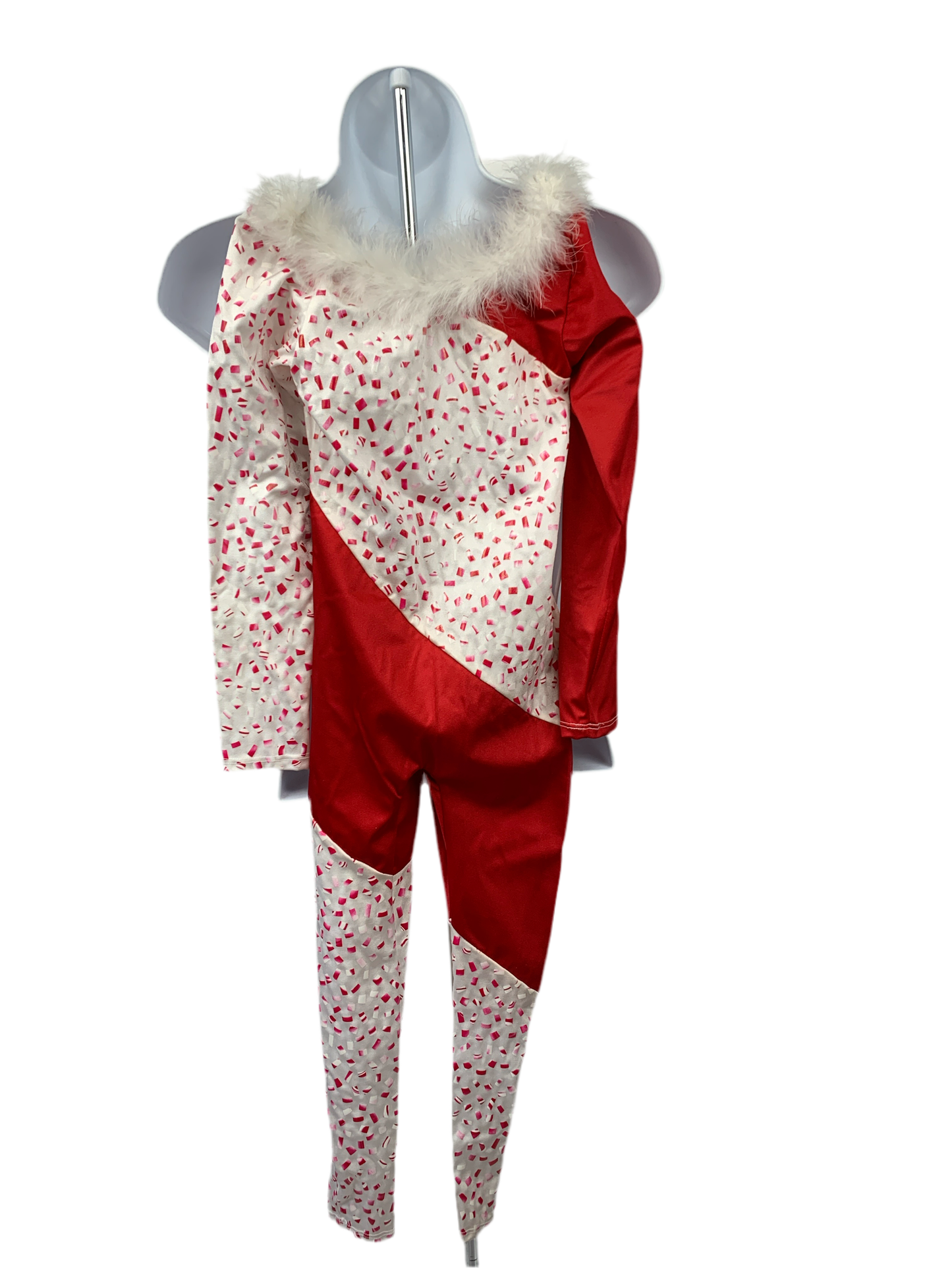 Candy Cane Unitard w/marabou Holiday Costume Child Small