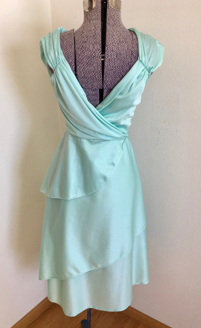 Vintage 70’s Women's Seafoam Green Wrap Dress