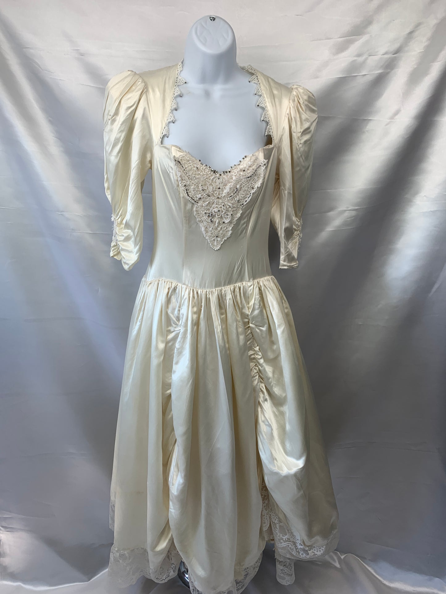 1980's Cream Prom / Wedding Dress Vintage Women's XS/Small