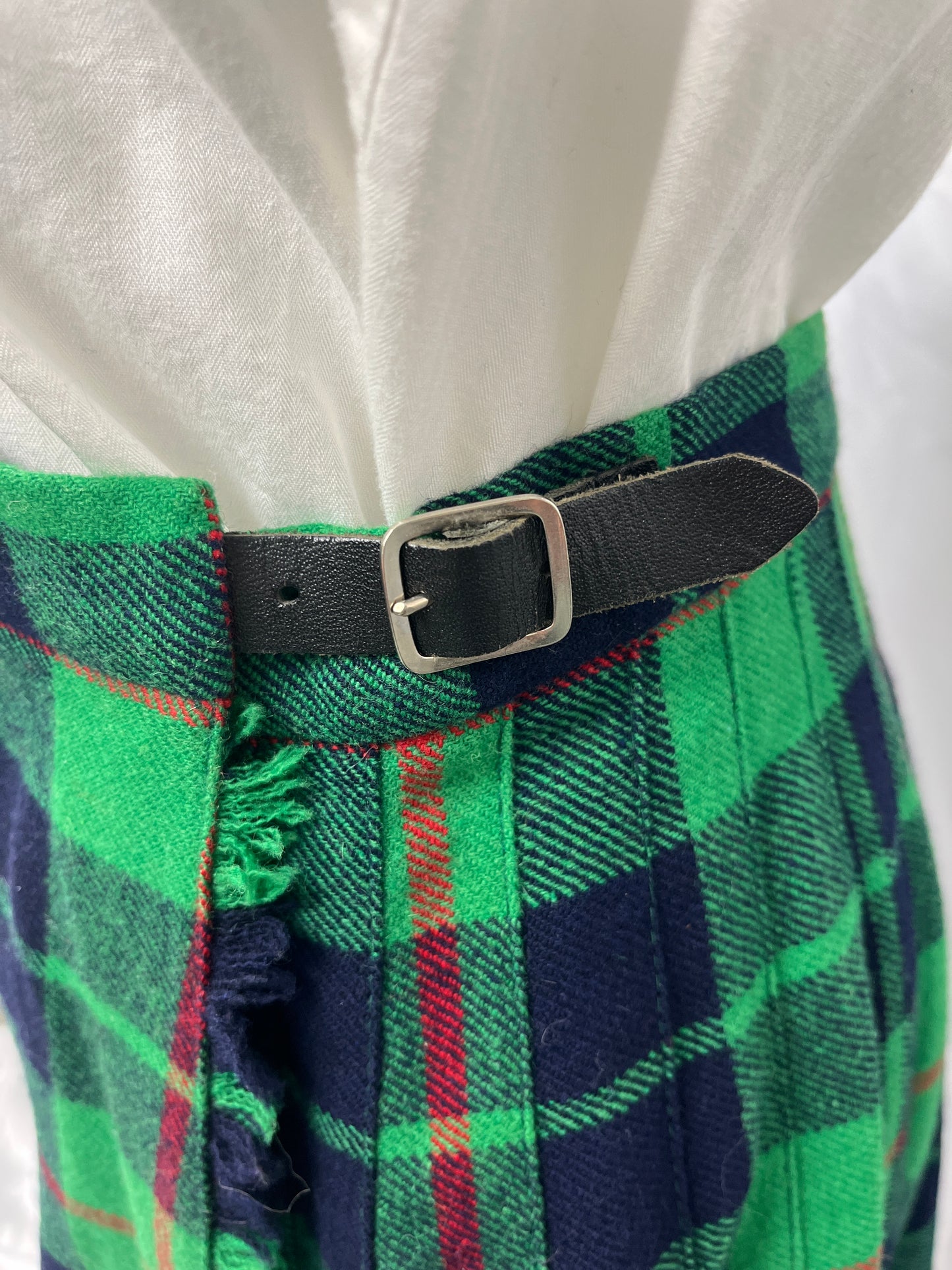 Kilt Skirt Pleated Wool Women's - Deans Of Scotland, Blue / Green Plaid Size 12