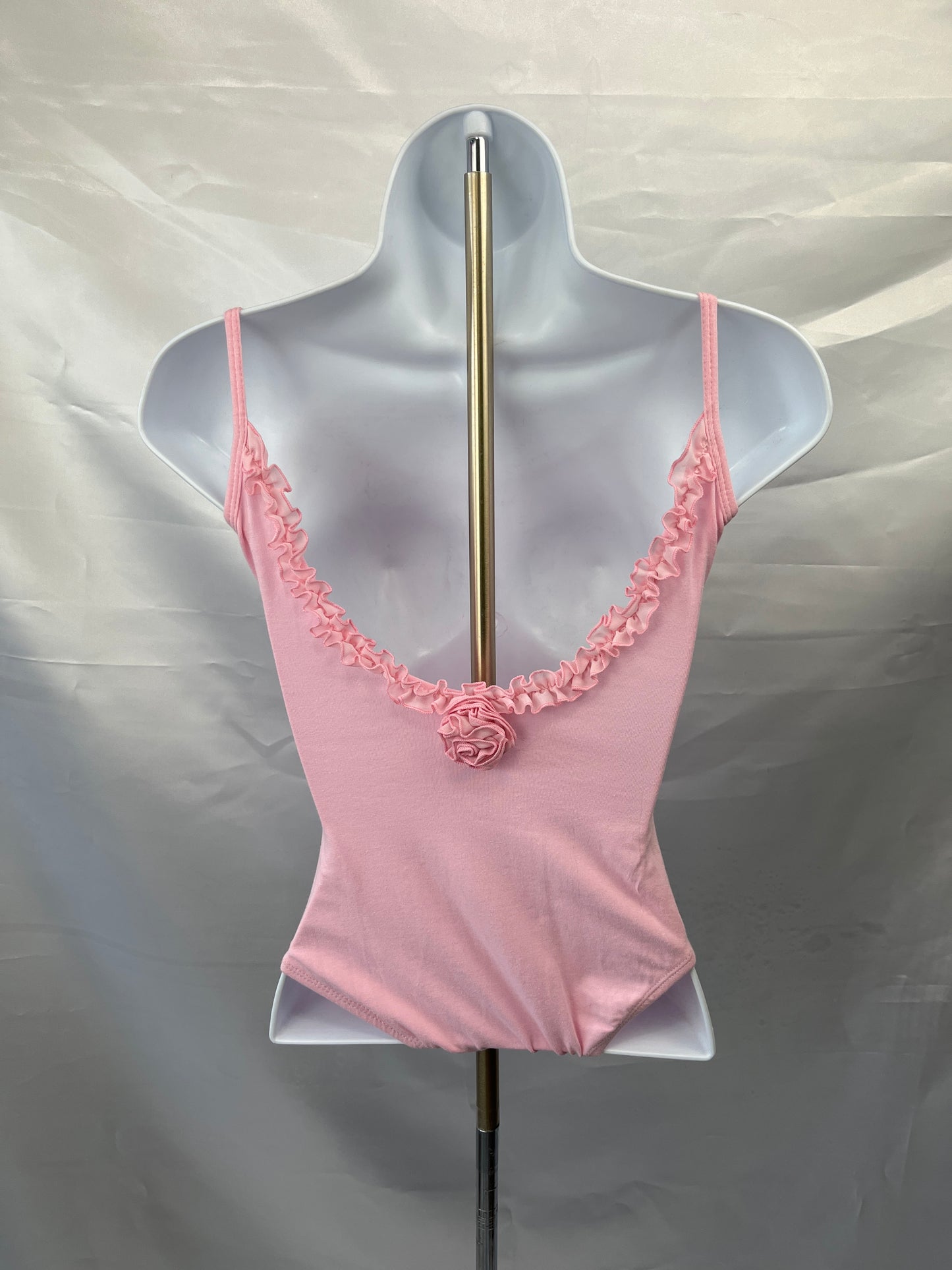 Pink Child Girls Medium 6-7 Ruffled Cami style Leotard