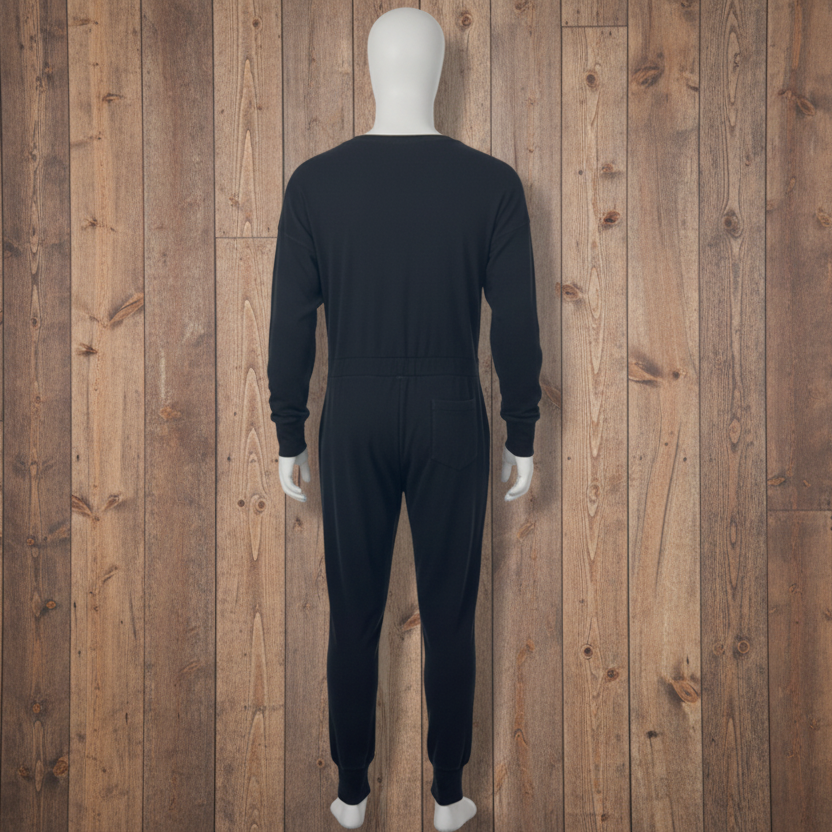 Union Suit Long Johns Mens  Black XLG Vintage