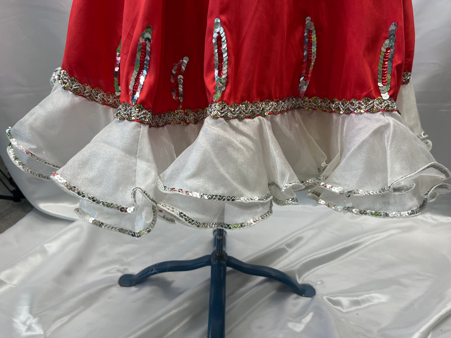 Ladies Red & Silver Adult Costume Ballroom Skirt Small