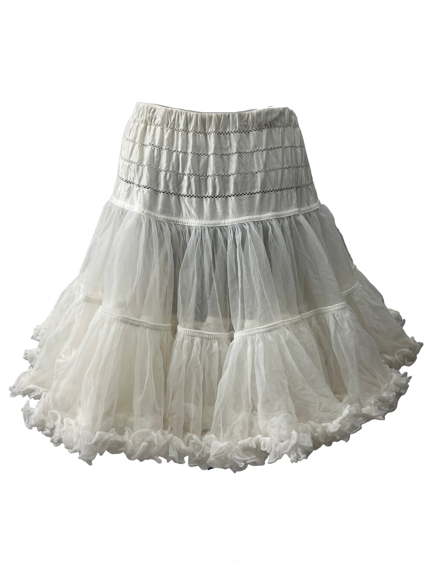 Vintage Ladies 2 layer White Rockabilly Petticoat, Crinoline OS- Preowned
