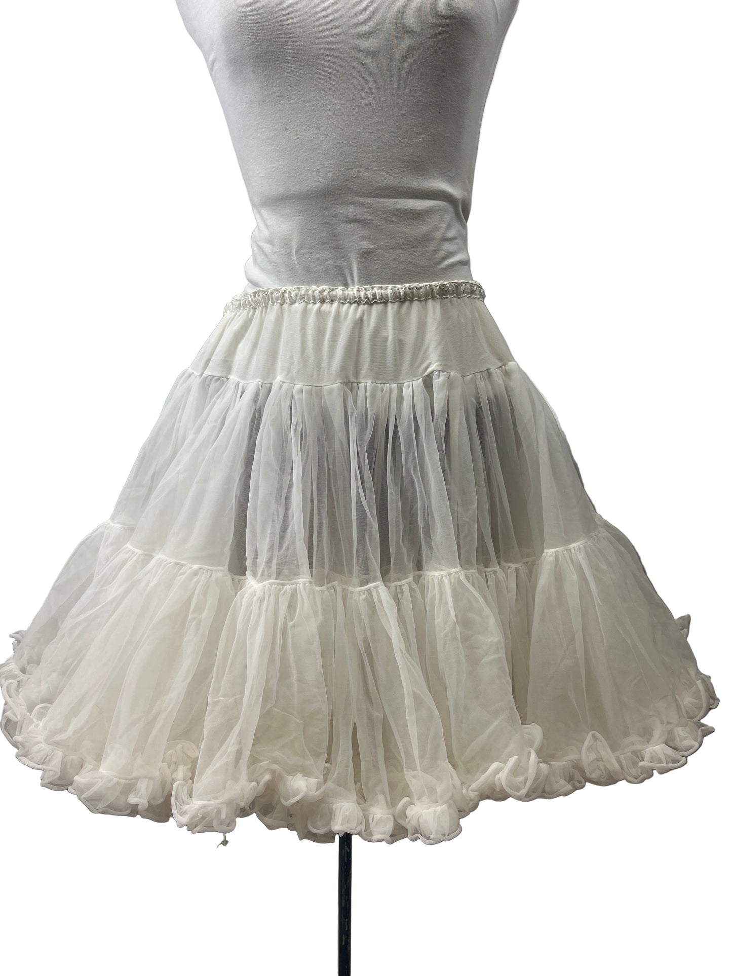 Vintage Ladies 2 layer White Rockabilly Petticoat, Crinoline OS- Preowned