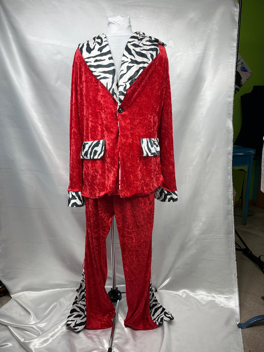 Pimp Men’s Red Zebra Print Costume Lg Preowned
