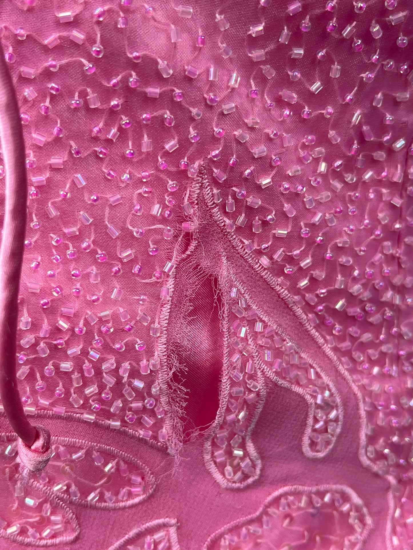 Beaded Pink Prom Dress Ball Gown Spaghetti Strap Women's Size 3XL